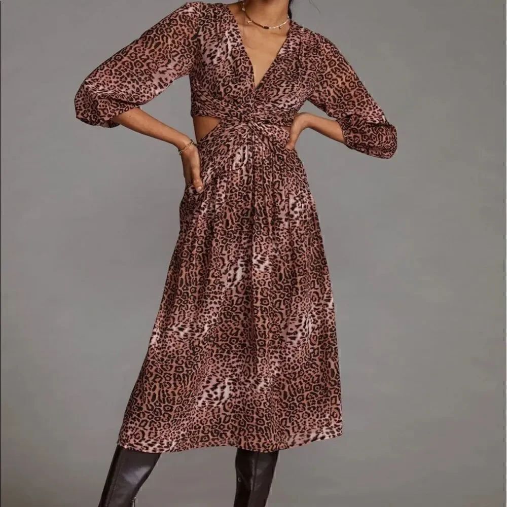 Ranna Gill leopard cut out dress NWT